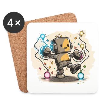 Robo-Rave - Untersetzer (4er-Set) - Weiß - Vorne