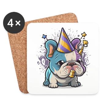 Chien de fête - Dessous de verre (lot de 4) - blanc - Devant