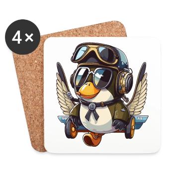 Pilote Pingouin - Dessous de verre (lot de 4) - blanc - Devant