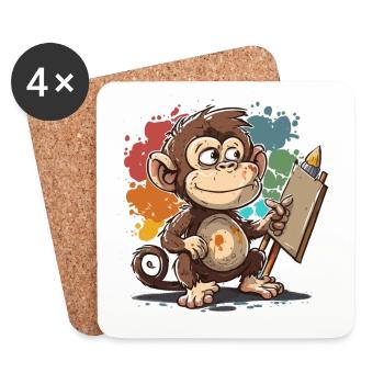 Monkey Artist - Coasters (set of 4) - white - Front