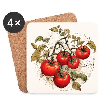 Tomaten Gärtnern Garten - Untersetzer (4er-Set) - Weiß - Vorne