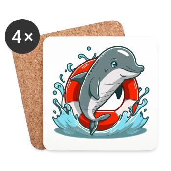 Mission de sauvetage avec Dolphin - Dessous de verre (lot de 4) - blanc - Devant