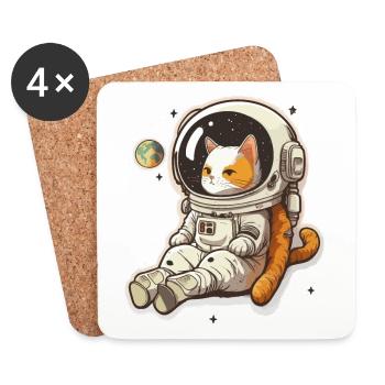 Feline Space Adventure - Coasters (set of 4) - white - Front