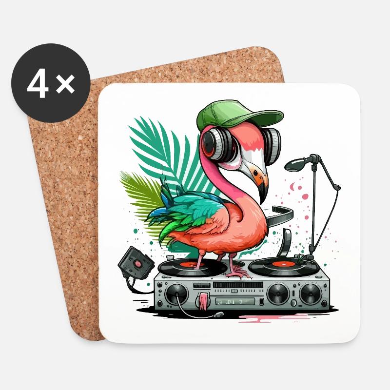 Groovy Pink Vogel - Untersetzer (4er-Set) - Weiß