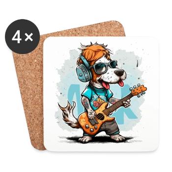 Rockin Hund - Untersetzer (4er-Set) - Weiß - Vorne