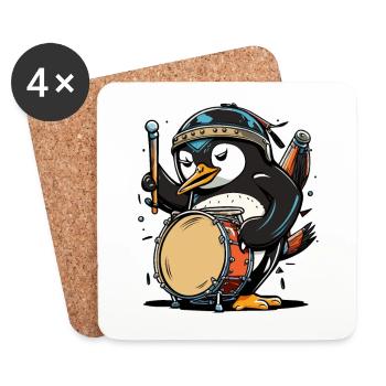 Drummer Penguin - Coasters (set of 4) - white - Front