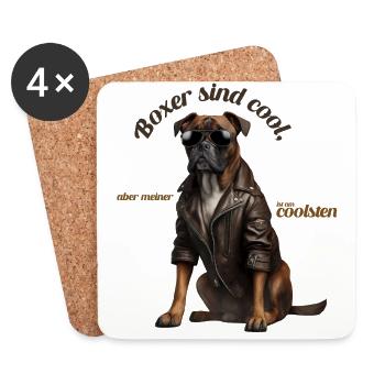Mein boxer ist der coolste - Untersetzer (4er-Set) - Weiß - Vorne