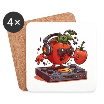 Tomaten drehen auf - Untersetzer (4er-Set) - Weiß - Vorne