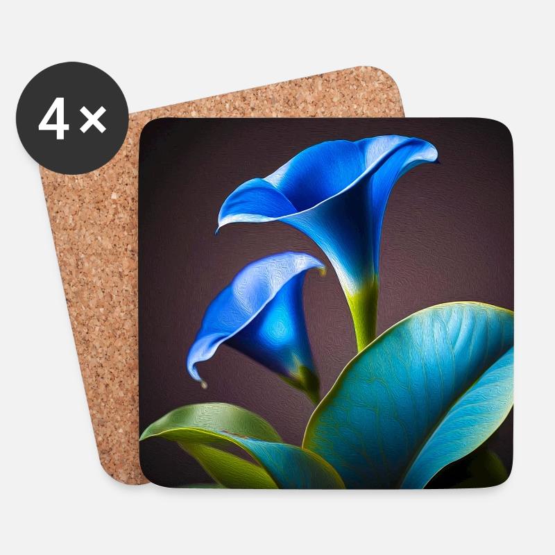 Blaue Calla - Untersetzer (4er-Set) - Weiß