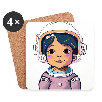 Astronaute mignon #2 - Dessous de verre (lot de 4) - blanc - Devant