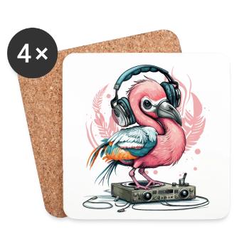 Flamingo-Beats - Untersetzer (4er-Set) - Weiß - Vorne