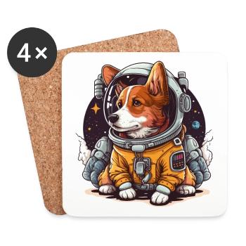 Hunde-Koffer - Untersetzer (4er-Set) - Weiß - Vorne
