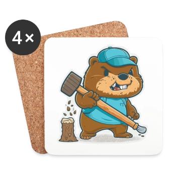 Beavers Build - Coasters (set of 4) - white - Front
