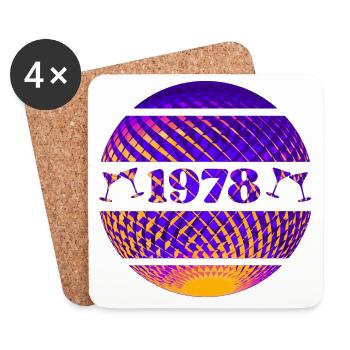 Born 1978 - Coasters (set of 4) - white - Front