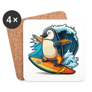 Penguin Wave Rider - Coasters (set of 4) - white - Front