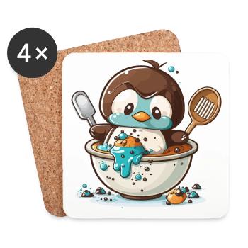 Penguin Pastry - Coasters (set of 4) - white - Front