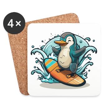 Ondes de pingouin - Dessous de verre (lot de 4) - blanc - Devant