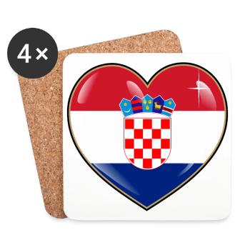 Drapeau en forme de cœur de la Croatie - Dessous de verre (lot de 4) - blanc - Devant