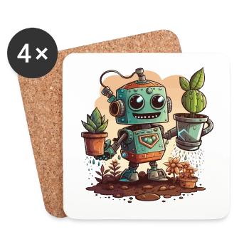 Roboter Bloom - Untersetzer (4er-Set) - Weiß - Vorne