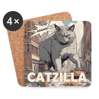 CATZILLA - Dessous de verre (lot de 4) - blanc - Devant