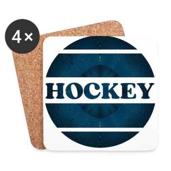 Hockey Explosion in blau - Untersetzer (4er-Set) - Weiß - Vorne