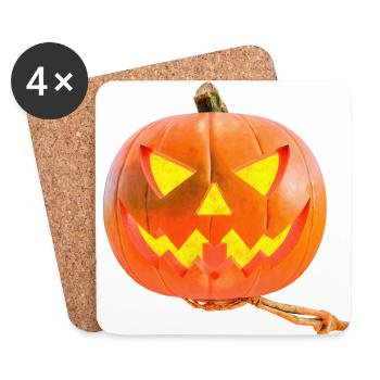 Halloween pumpkin carried by the Grim Reaper - Coasters (set of 4) - white - Front