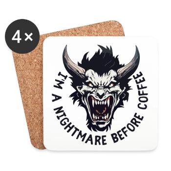 Nightmare before Coffee - Untersetzer (4er-Set) - Weiß - Vorne
