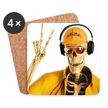 Sensenmann liebt coole Musik - Untersetzer (4er-Set) - Weiß - Vorne