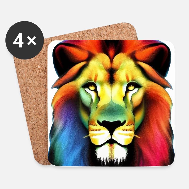 Lion Colored - Untersetzer (4er-Set) - Weiß