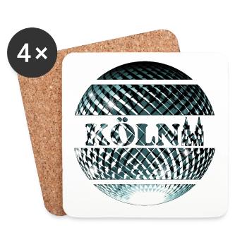 Logo de Cologne avec boule disco bleu platine - Dessous de verre (lot de 4) - blanc - Devant