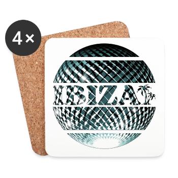 Ibiza Elegant Platinum Blue Disco Ball - Dessous de verre (lot de 4) - blanc - Devant