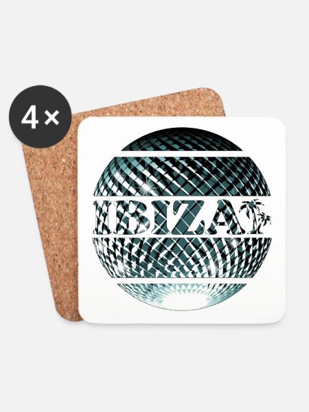 Ibiza elegante platinblaue Diskokugel - Untersetzer (4er-Set) - Weiß