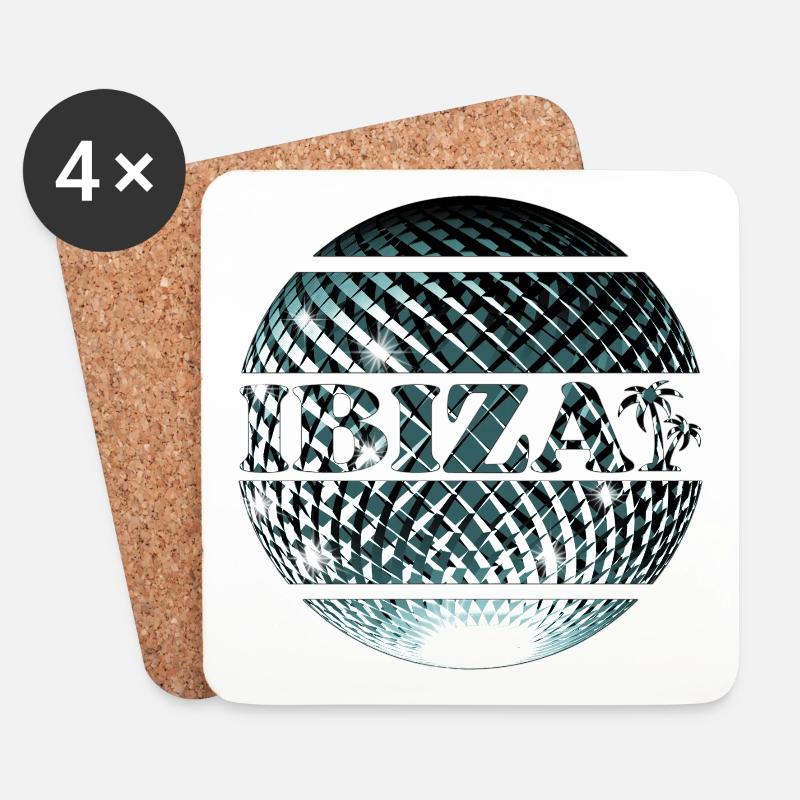 Ibiza elegante platinblaue Diskokugel - Untersetzer (4er-Set) - Weiß