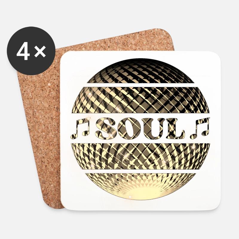 Soul Musik goldene Diskokugel - Untersetzer (4er-Set) - Weiß