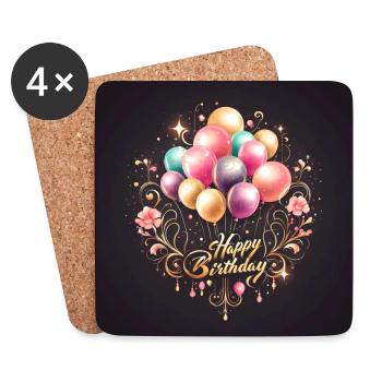 Bon anniversaire - Dessous de verre (lot de 4) - blanc - Devant