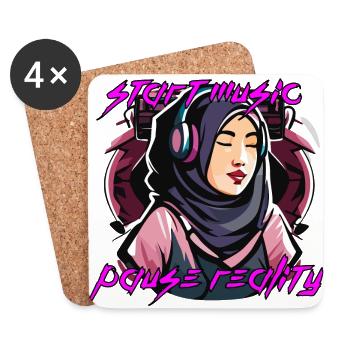 Music Lover Girl with Hijab - Coasters (set of 4) - white - Front