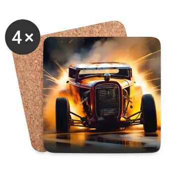 Rusty Hot Rod Rennen #8 - Untersetzer (4er-Set) - Weiß - Vorne