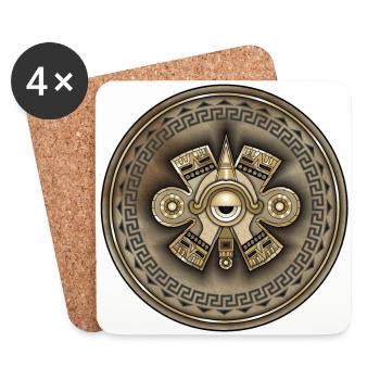 Aztekisches antikes Symbol Ollin Gott - Untersetzer (4er-Set) - Weiß - Vorne