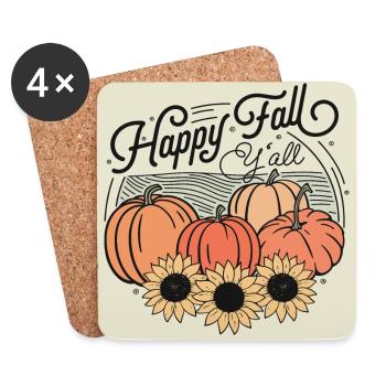 Happy Fall Y'All Herbst Kürbisse Poster Sticker - Untersetzer (4er-Set) - Weiß - Vorne