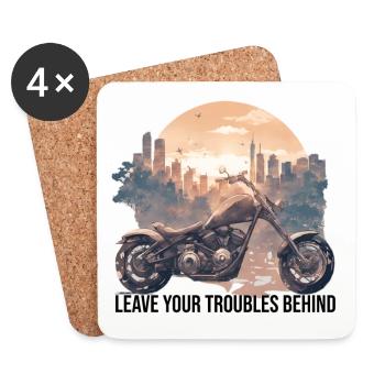 Leave Your Troubles Behind, Live Free and Ride - Coasters (set of 4) - white - Front