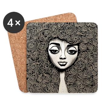 Hairstyle #6 - Dessous de verre (lot de 4) - blanc - Devant