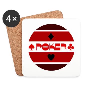 Design de poker en noir rouge - Dessous de verre (lot de 4) - blanc - Devant