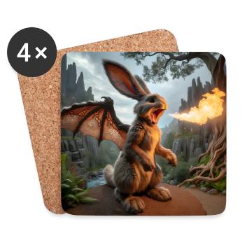 Feuerspeiender Hase Drache #17 - Untersetzer (4er-Set) - Weiß - Vorne