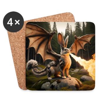 Feuerspeiender Hase Drache #16 - Untersetzer (4er-Set) - Weiß - Vorne