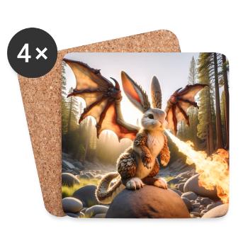 Feuerspeiender Hase Drache #12 - Untersetzer (4er-Set) - Weiß - Vorne