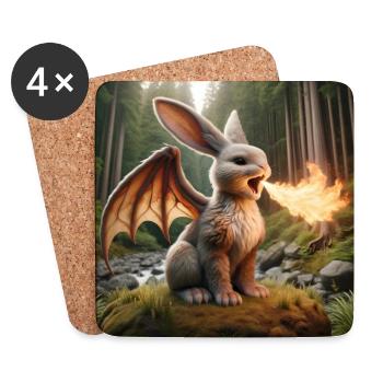 Feuerspeiender Hase Drache #19 - Untersetzer (4er-Set) - Weiß - Vorne