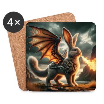 Fire Breathing Bunny Dragon #03 - Coasters (set of 4) - white - Front