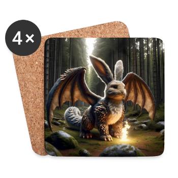 Feuerspeiender Hase Drache #15 - Untersetzer (4er-Set) - Weiß - Vorne