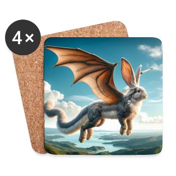 Dragon lapin volant #02 - Dessous de verre (lot de 4) - blanc - Devant
