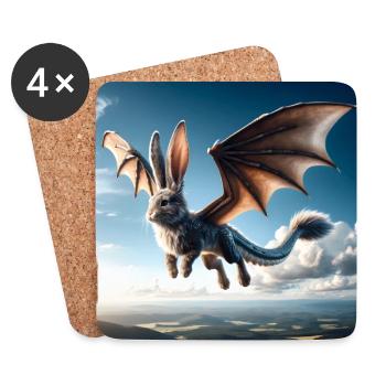 Dragon lapin volant #01 - Dessous de verre (lot de 4) - blanc - Devant